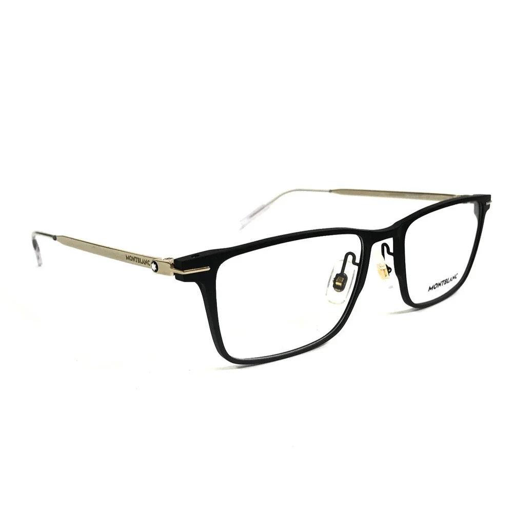 Montblanc Eyeglasses Frames MB0396ON 001 Black Gold Aluminum 54-18-145